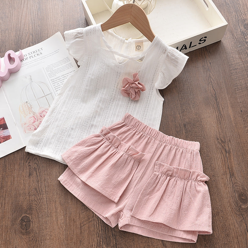 Ice Cream Printed t-Shirt + Shorts Girls Suit Pants