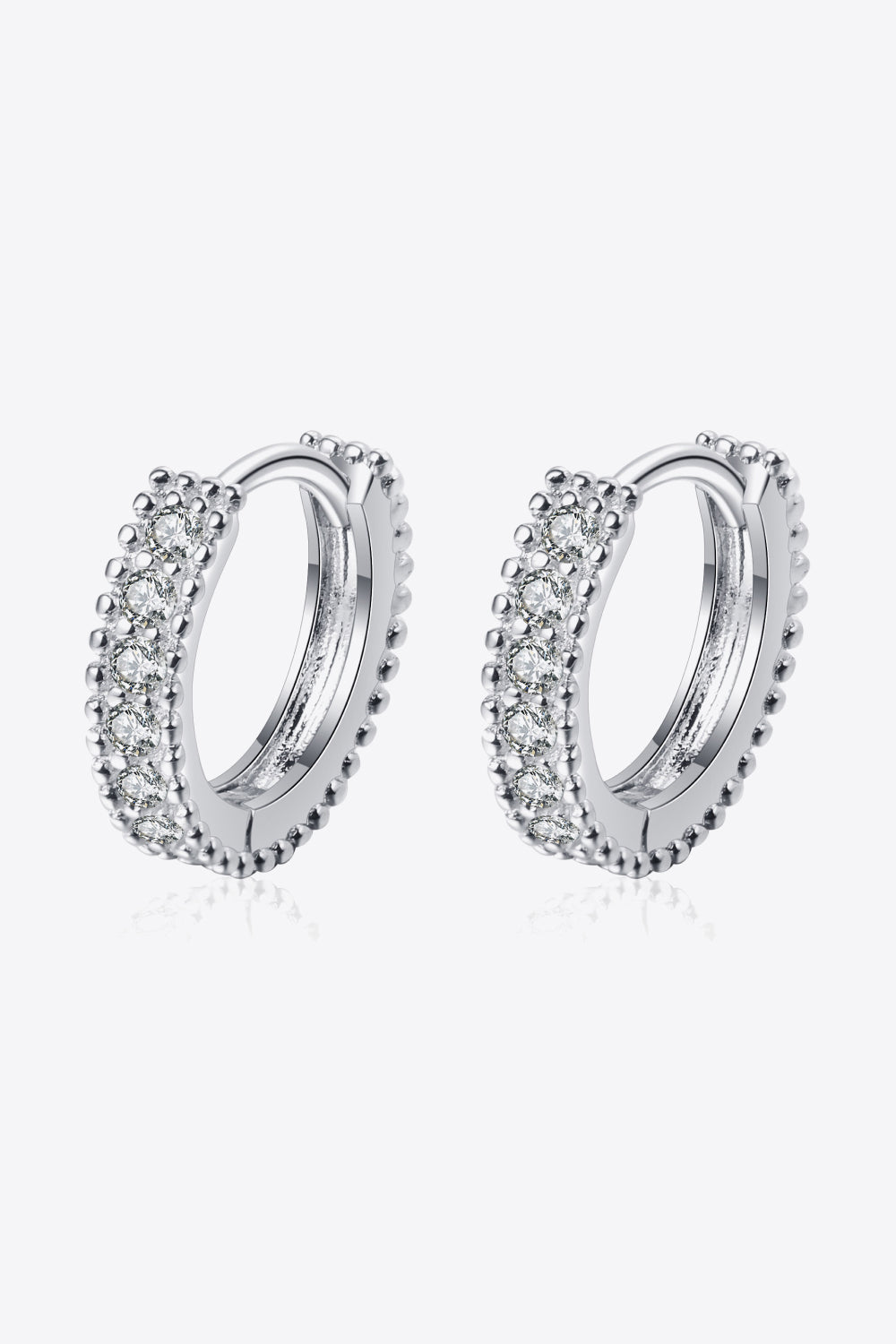 925 Sterling Silver Inlaid Moissanite Huggie Earrings 