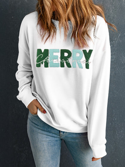 MERRY CHRISTMAS Contrast Long Sleeve Sweatshirt