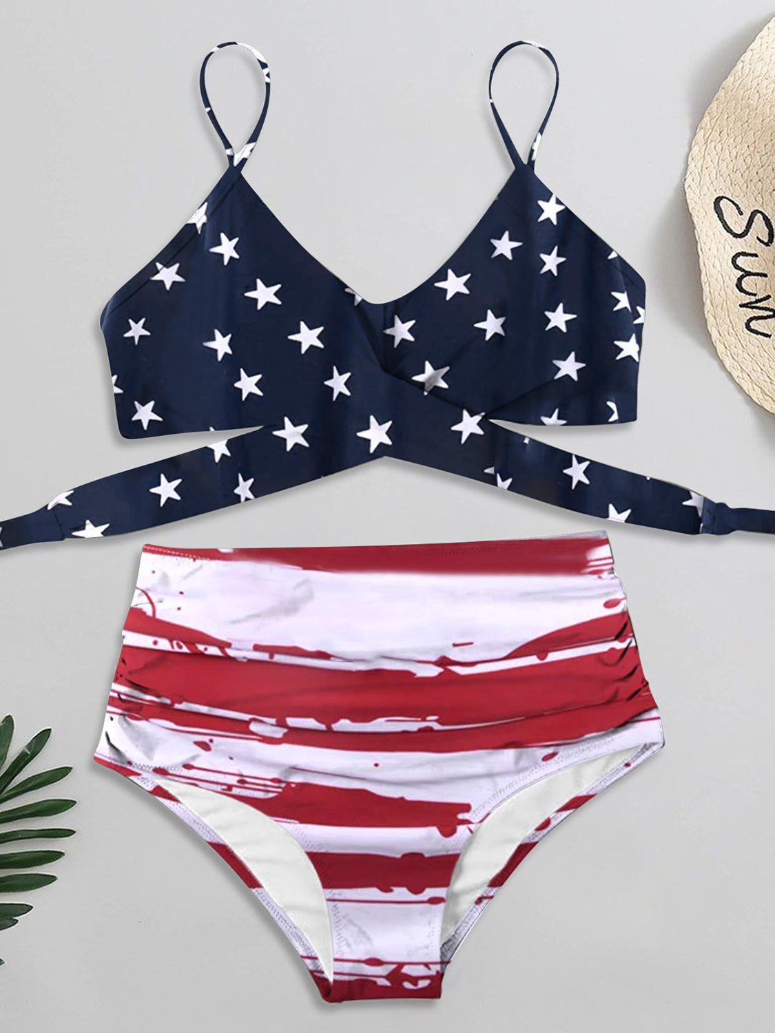 Tied Printed Spaghetti Strap Two-Piece Swim Set 