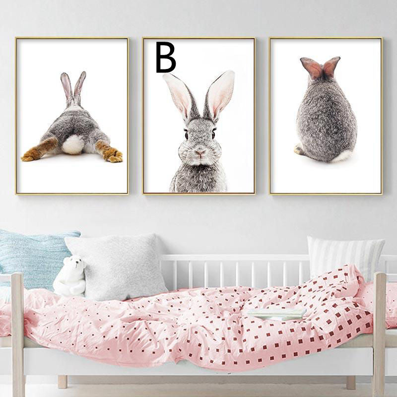 Home Fashion Simple Rabbit Print Canvas Painting