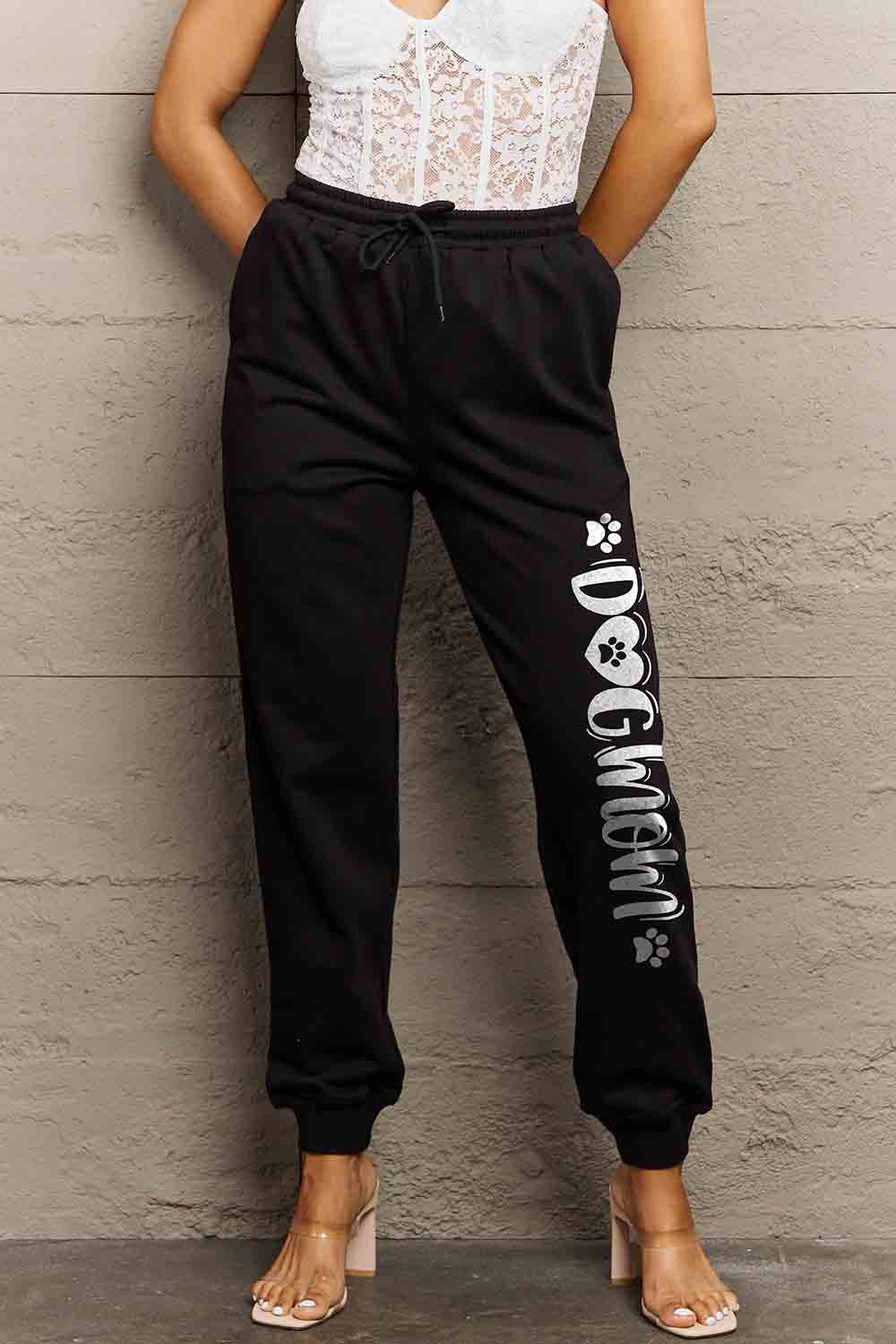 Simply Love Simply Love Full Size Drawstring DOG MAMA Graphic Long Sweatpants 