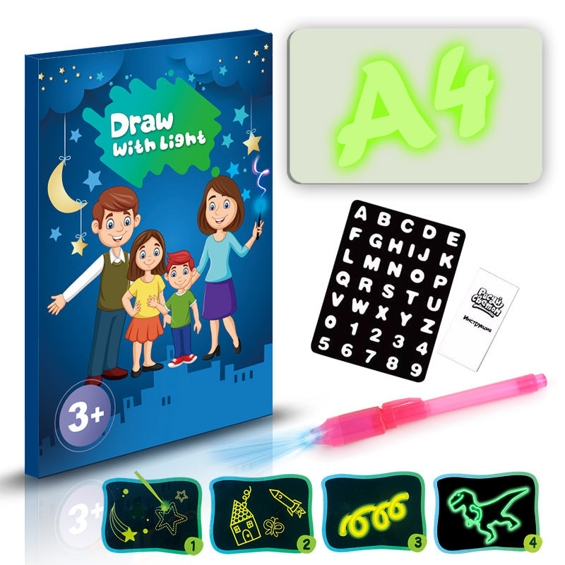 Educational Toy Drawing Pad 3D Magic 8 Light Effects Puzzle Board Sketchpad toy John Smith English A4 M -BABBAZON