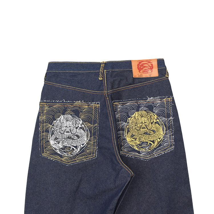 Japanese Ukiyoe Embroidery Vintage Loose Jeans