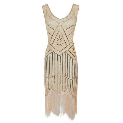 Stylish Vintage Sequin Fringe Dress