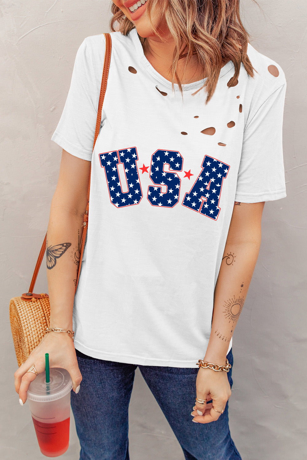 USA Round Neck Short Sleeve T-Shirt - Babbazon New Products