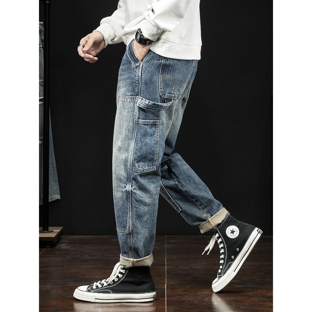 Spring And Autumn New Men's Jeans Stretch Slim-fitting Patchwork Casual