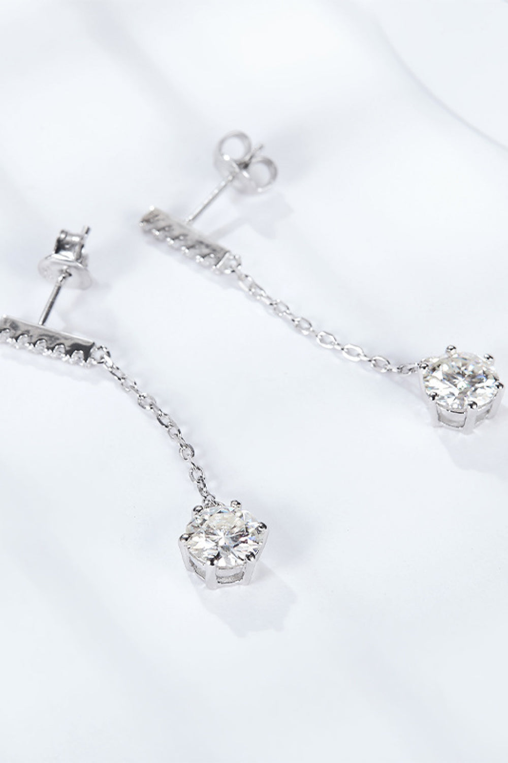 6-Prong Round Moissanite Drop Earrings 