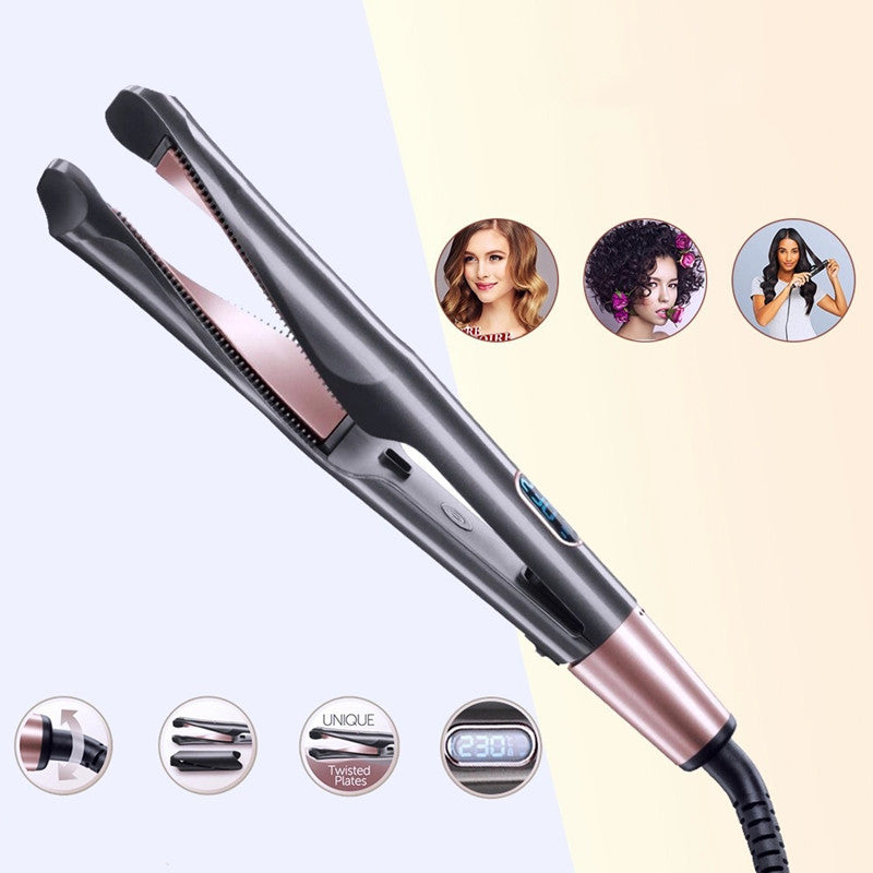 2 In 1 Hair Straightener And Curler Curling Iron For All Hair Types Tourmaline Ceramic Twisted Flat Iron For Hair Styling 