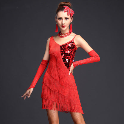 Sequin Ballroom Latin Salsa Tango Dance Dress Costume Women Dancing Dress