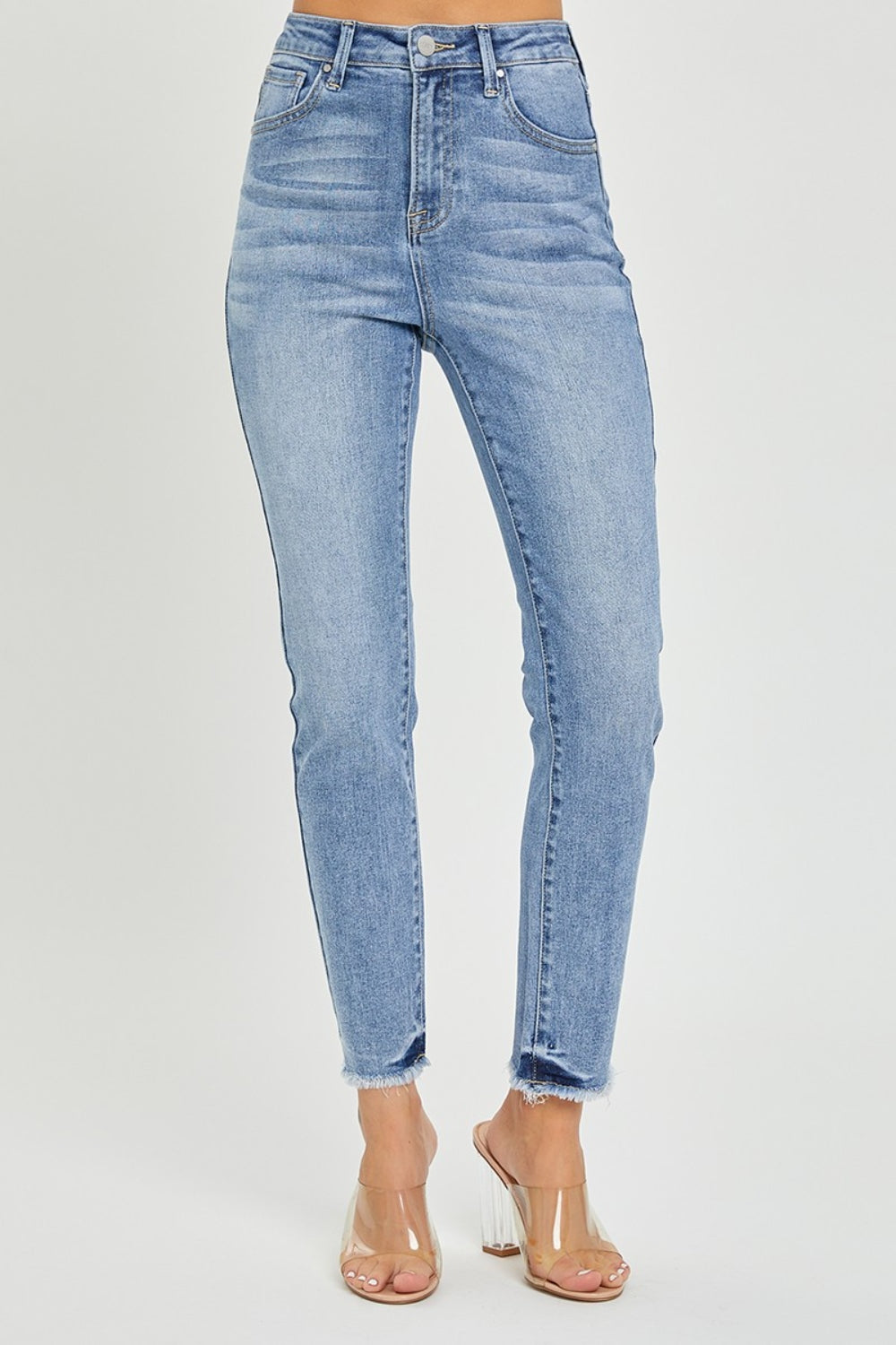 RISEN Full Size High Rise Frayed Hem Skinny Jeans - Babbazon New Products