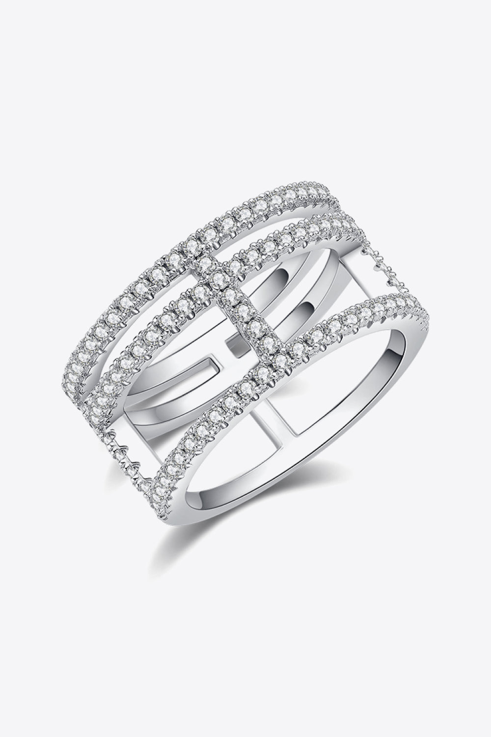 Adored Moissanite Cutout Wide Ring 