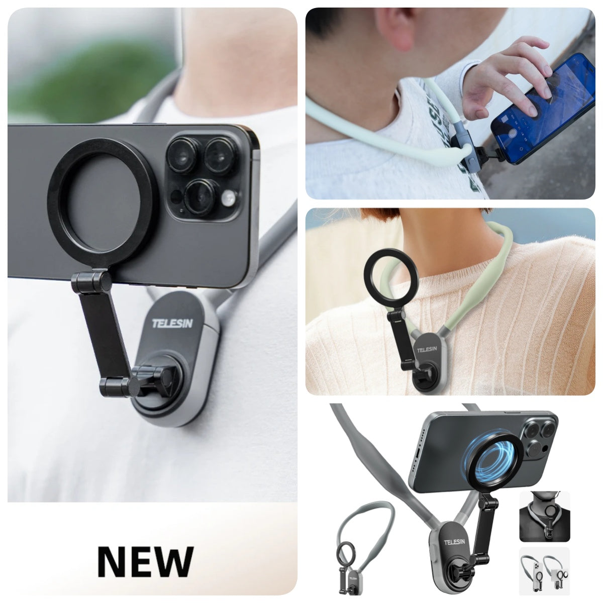 Silicone Phone Magnetic Neck Mount Quick Release Hold For Phone Magsafe Magnetic Suction Cell Phone Neck Hanging Bracket 