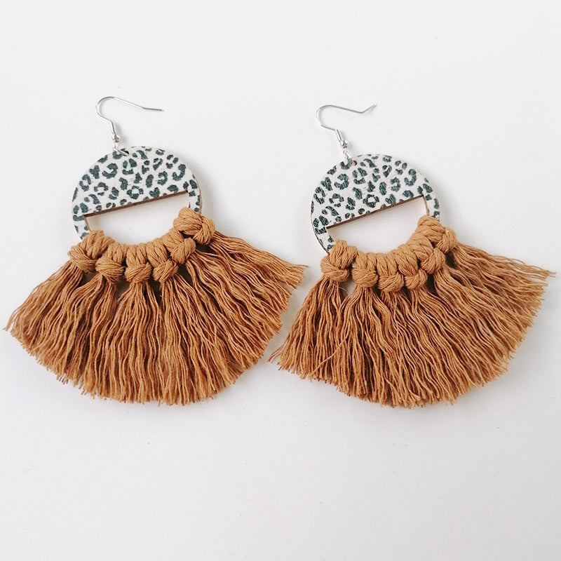 Tassel Detail Leopard Drop Earrings 