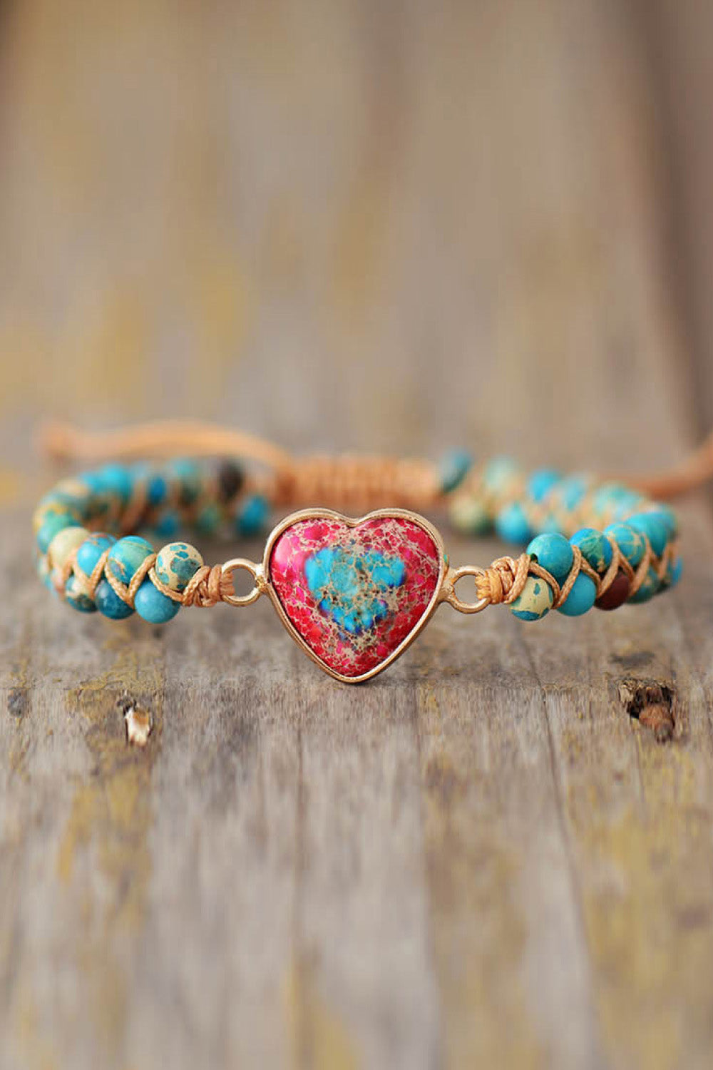 Handmade Heart Shape Natural Stone Bracelet 