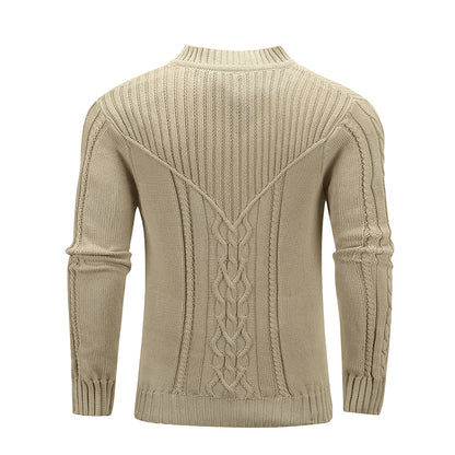 Fashion Men Solid Color Warm Jacquard Men Sweater