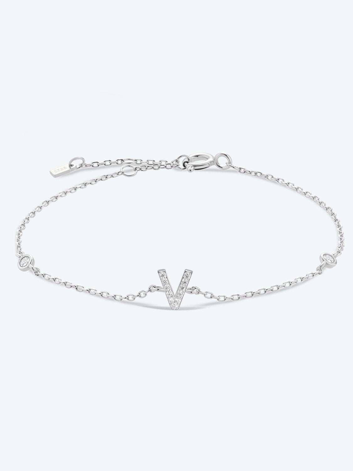 V To Z Zircon 925 Sterling Silver Bracelet 