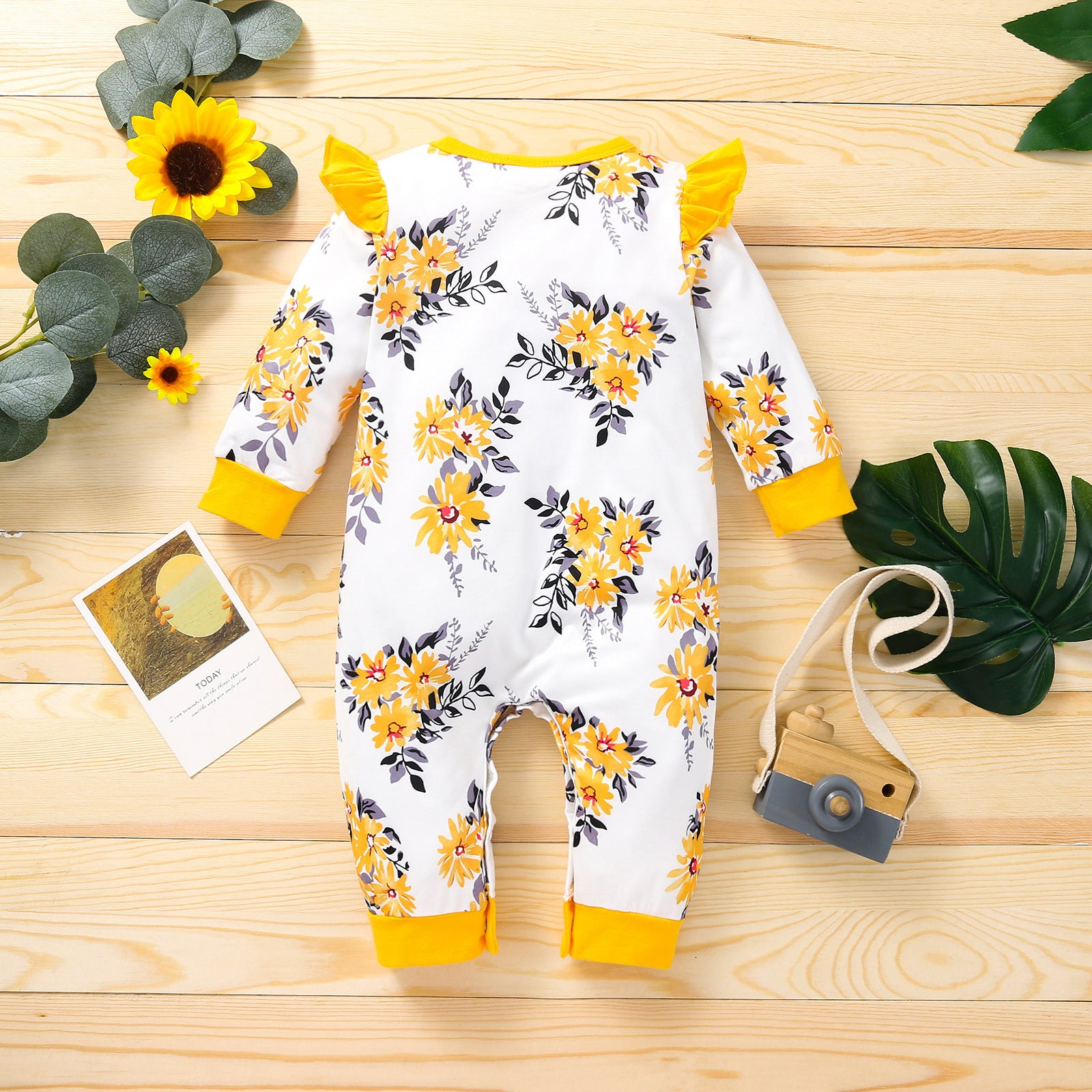 Infant Children's Flying Sleeve Long Sleeve Jumpsuit