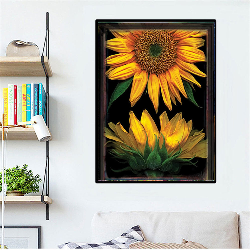 Diamond Sunflower Picture Shape Embroidery