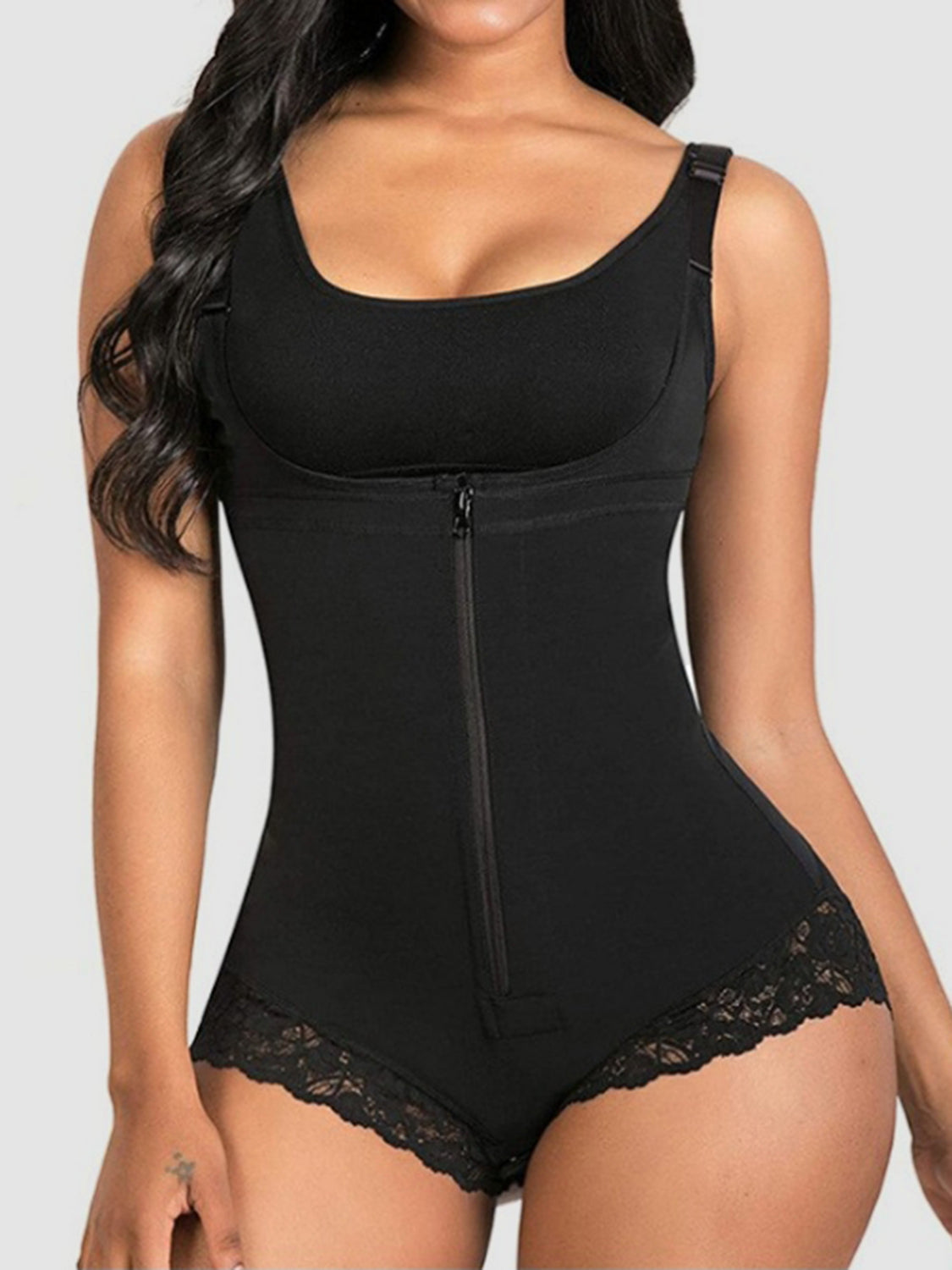 Full Size Lace Detail Wide Strap Shaping Bodysuit 