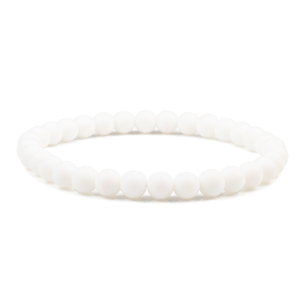 Buddha Pearl Bracelet 6mm Picture Stone White