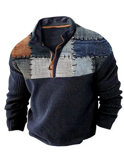 Men's Sweater Digital Printing Polyester Solid Color Retro