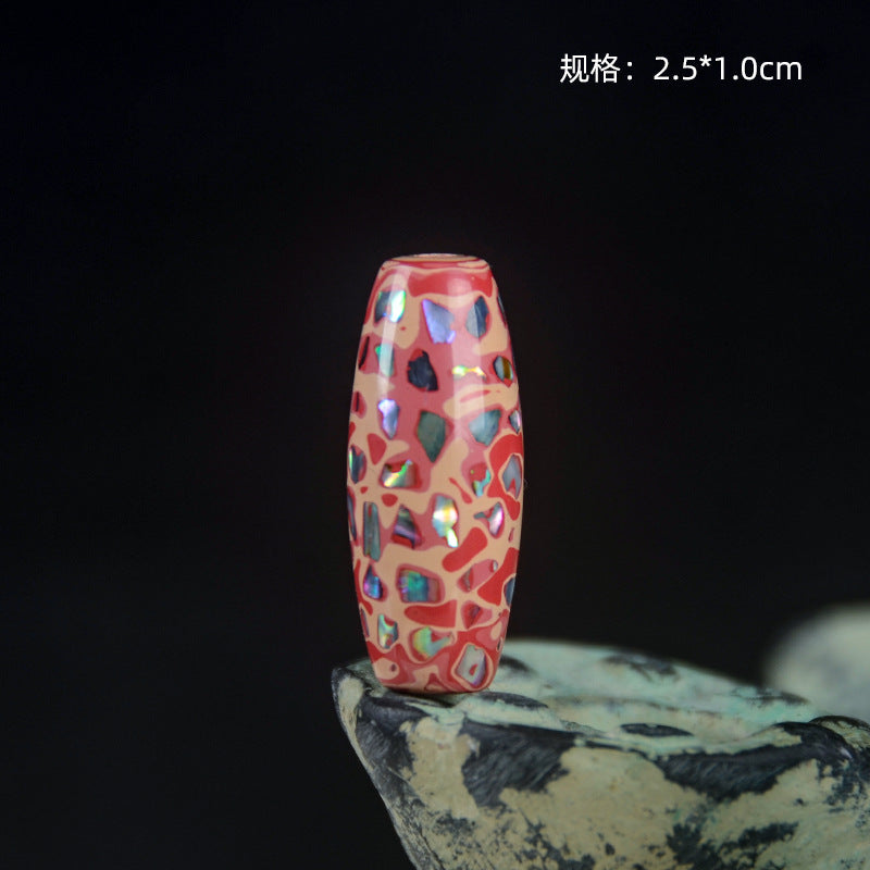 Large Paint Tibet Beads Special-shaped Beads Screw Buddha Beads Fuzhou Lacquerware Handmade Non-heritage