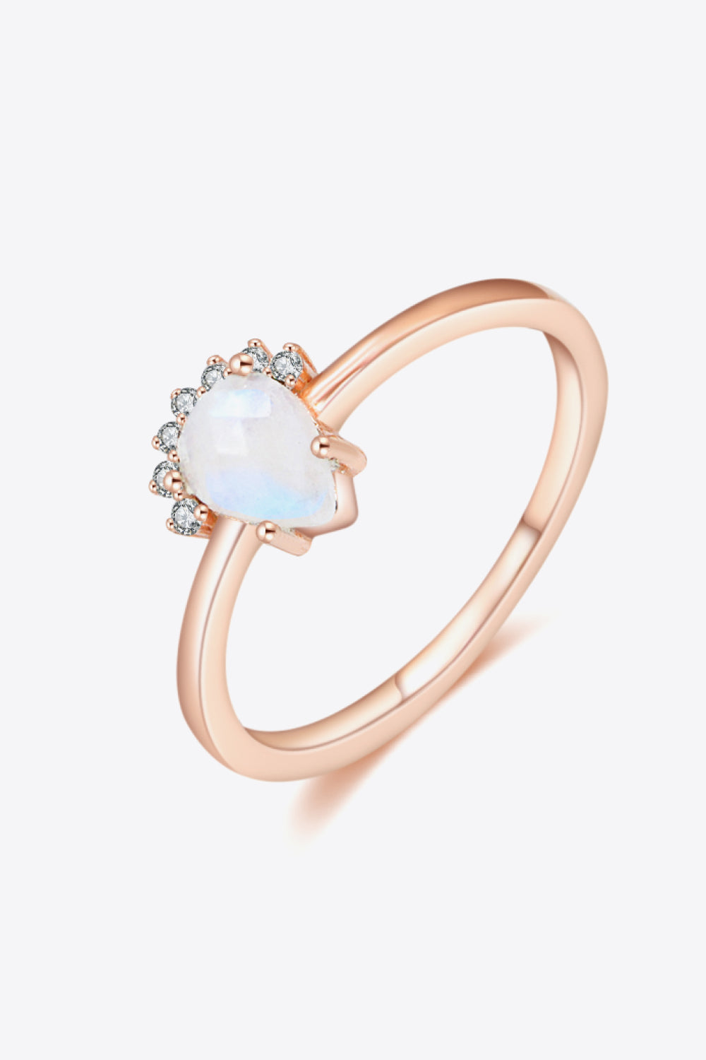 18K Rose Gold-Plated Pear Shape Natural Moonstone Ring 