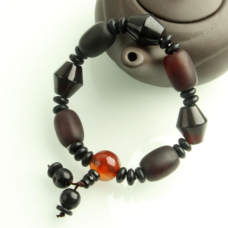 Men's Agate Hand String Old Agate Hand String Agate Bracelet With Buddha Head