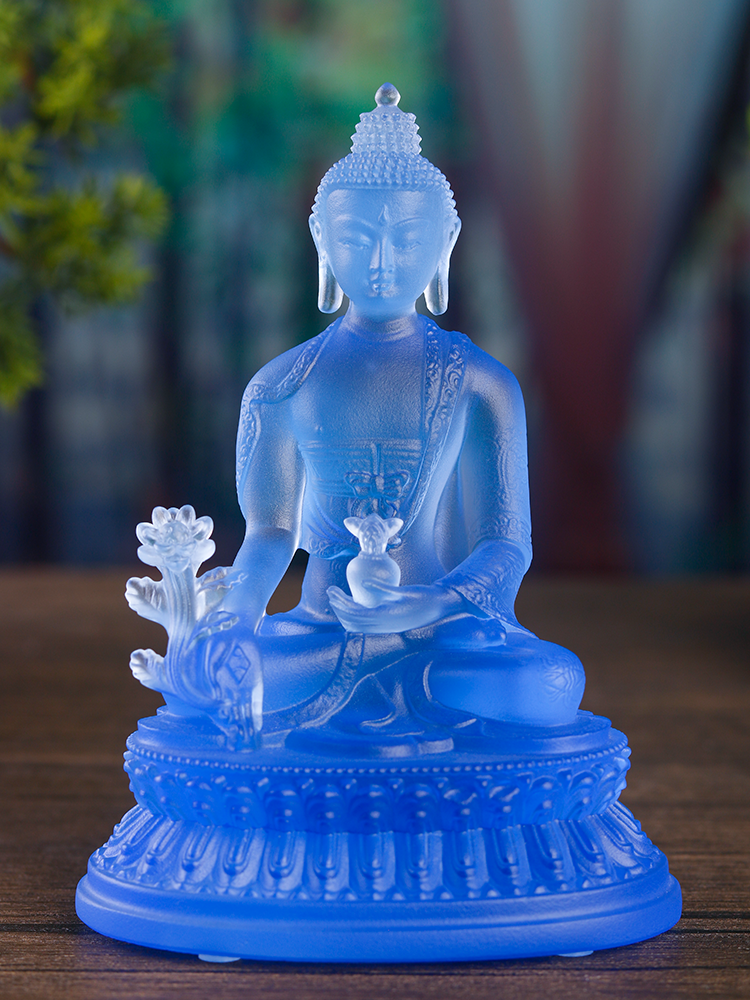 Glazed Yakushi Buddha Statue Base Elevated Resin Ornament