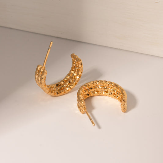 18K Gold-Plated Stainless Steel C-Hoop Earrings 