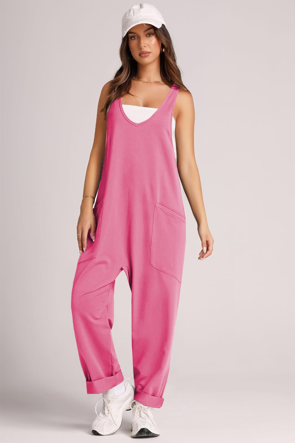 Wide Strap Jumpsuit with Pockets - Babbazon new