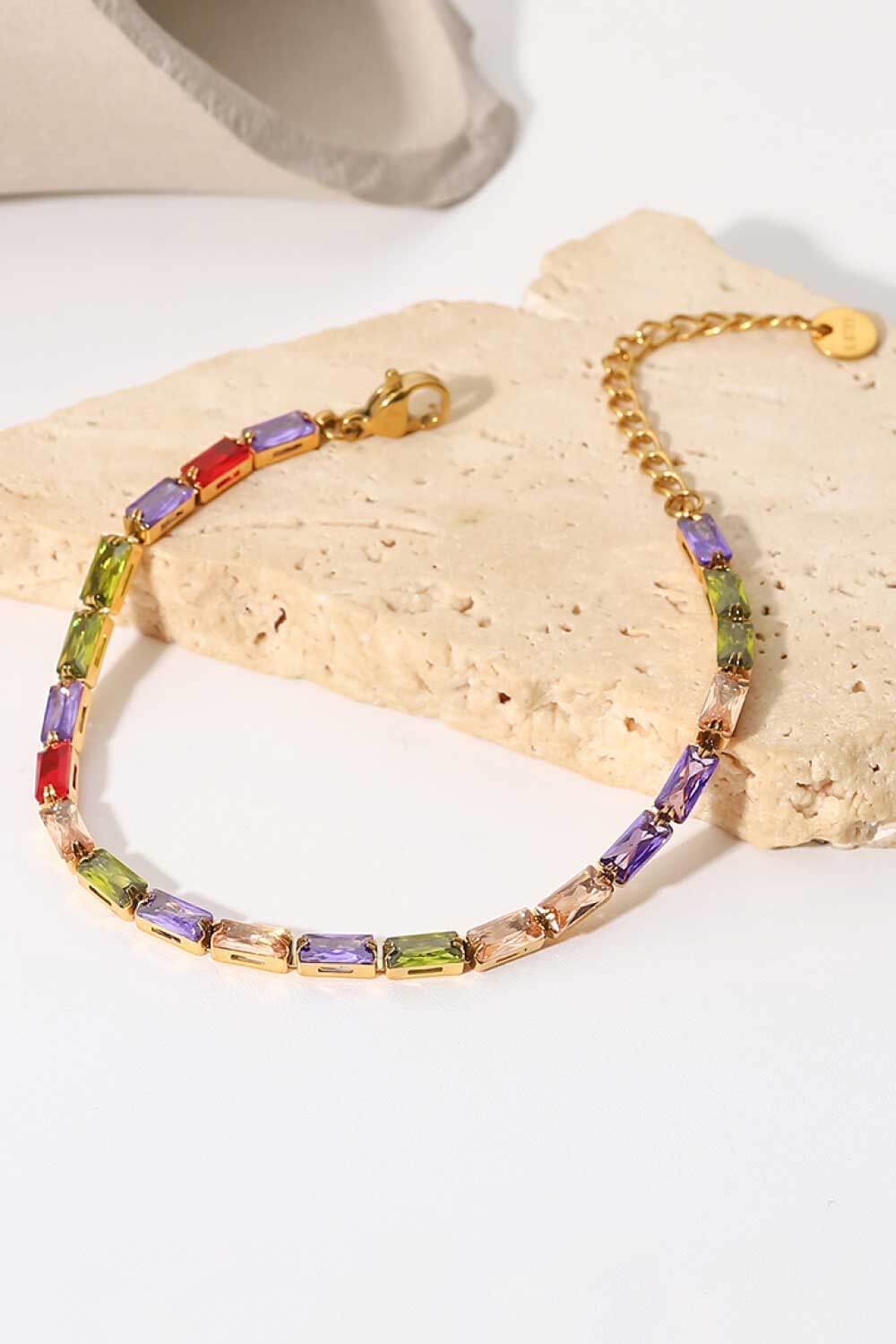 18K Gold Plated Multicolored Cubic Zirconia Bracelet 