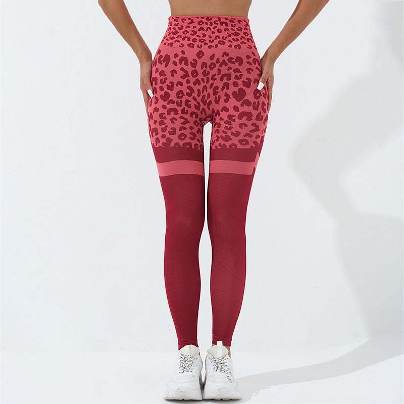 Leopard Print Fitness Pants For Women High Waist Butt Lifting Seamless Leggings Elastic Running Sport Training Yoga Pants Gym Outfits Clothing 