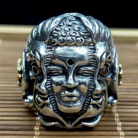 Half Devil Half Buddha Silver Ring Personality Silver Ring