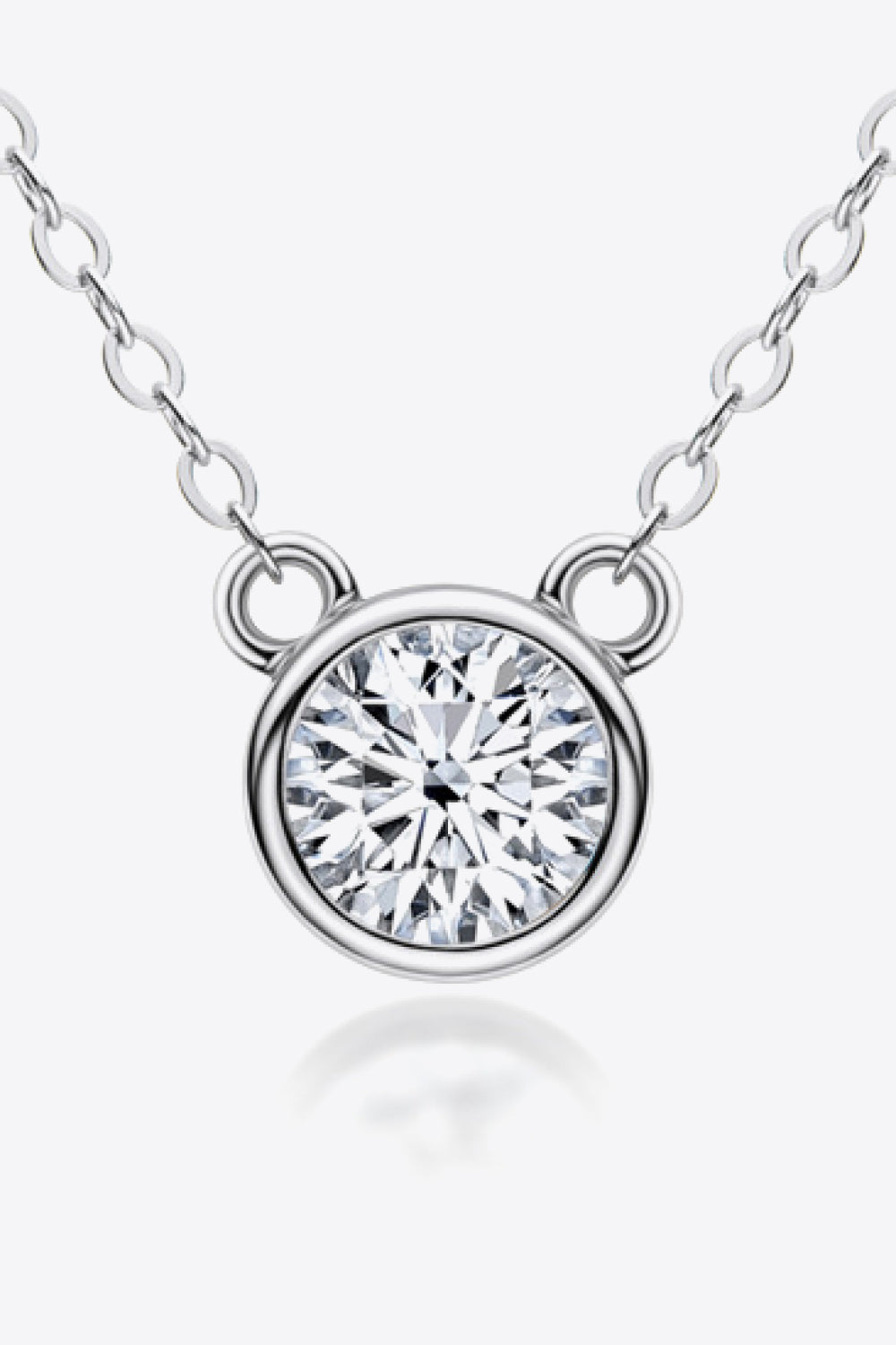 925 Sterling Silver 1 Carat Moissanite Round Pendant Necklace 