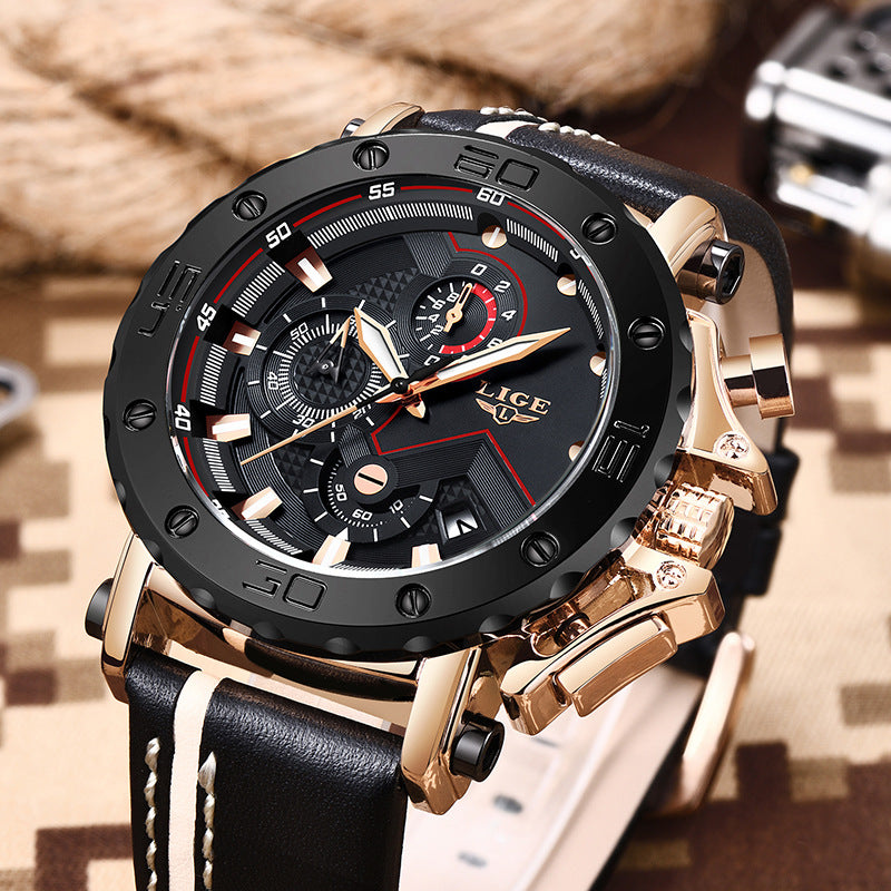 Quartz Calendar Multifunctional Waterproof Watch Chronograph Table