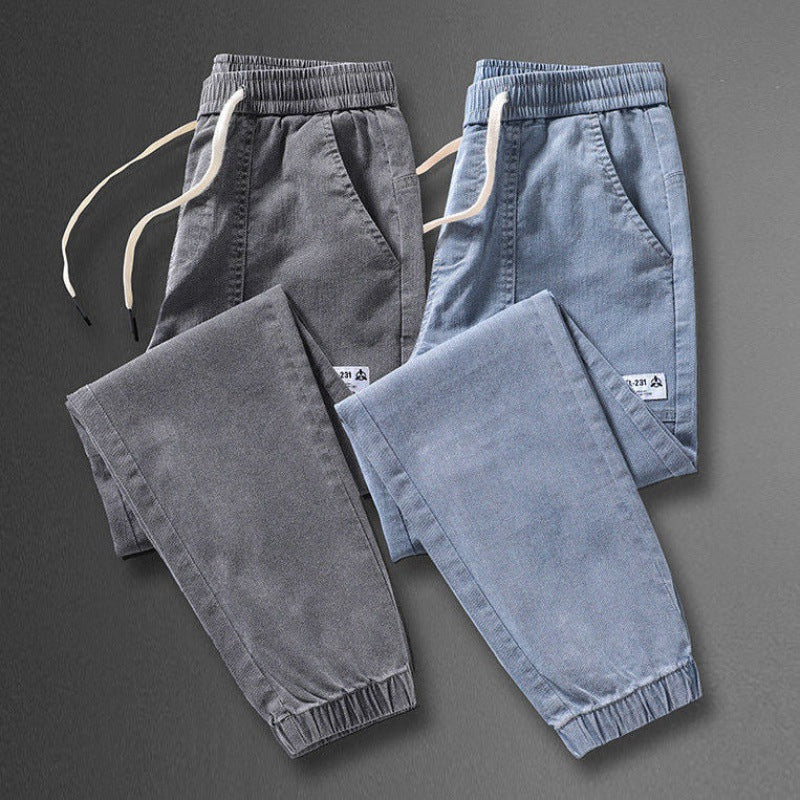 Spring And Autumn New Jeans Men's Stitching Ankle Banded Pants