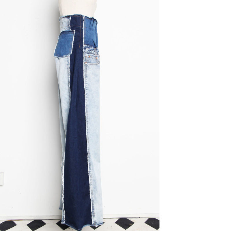 High-rise contrast jeans