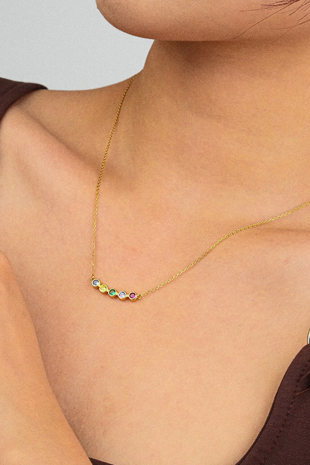 925 Sterling Silver Rainbow Cubic Zirconia Necklace 