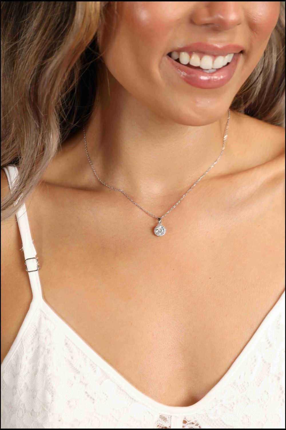 Adored Chance to Charm 1 Carat Moissanite Round Pendant Chain Necklace 