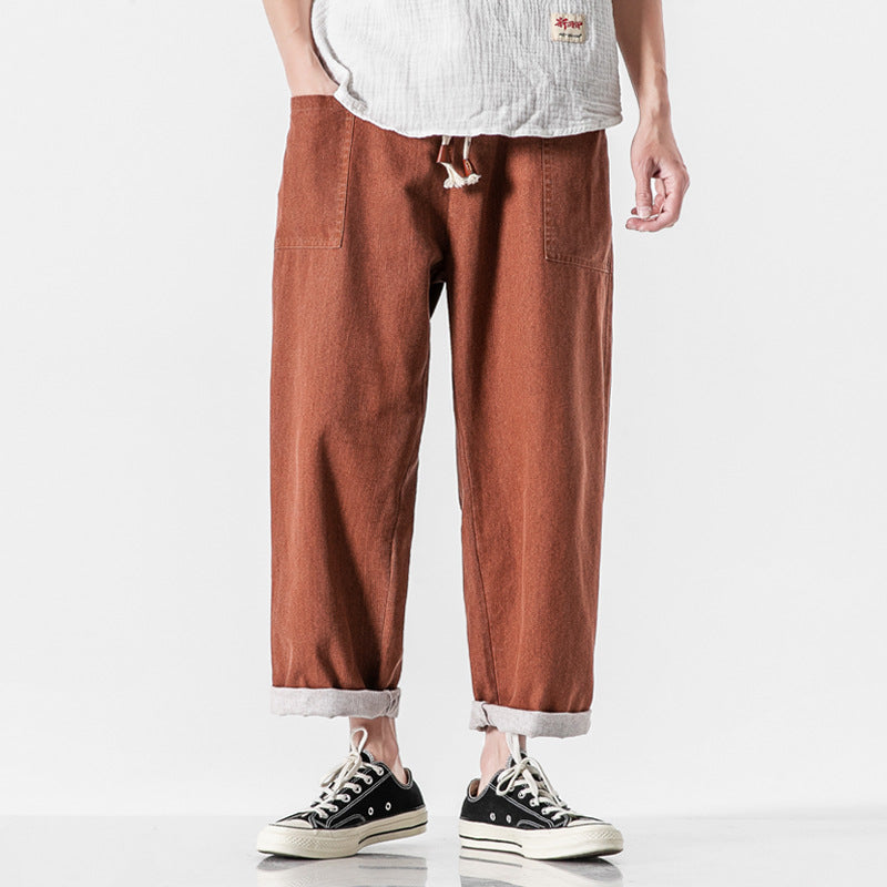 Nine-point retro wide-leg pants