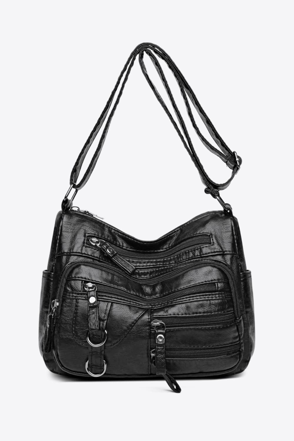 Multi-Pocket PU Leather Crossbody Bag 