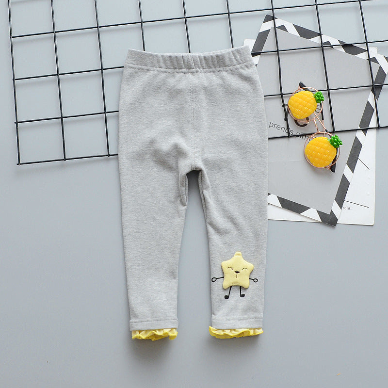 Children's pants for girls with wooden ears