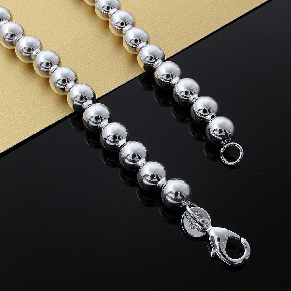 925 Silver Plated 8MM Buddha Beaded Necklace