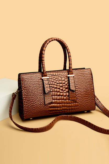 Textured PU Leather Handbag 