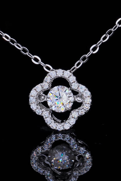 925 Sterling Silver Moissanite Flower Pendant Necklace 