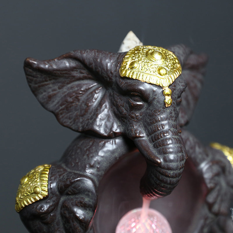 Ceramic elephant backflow incense burner