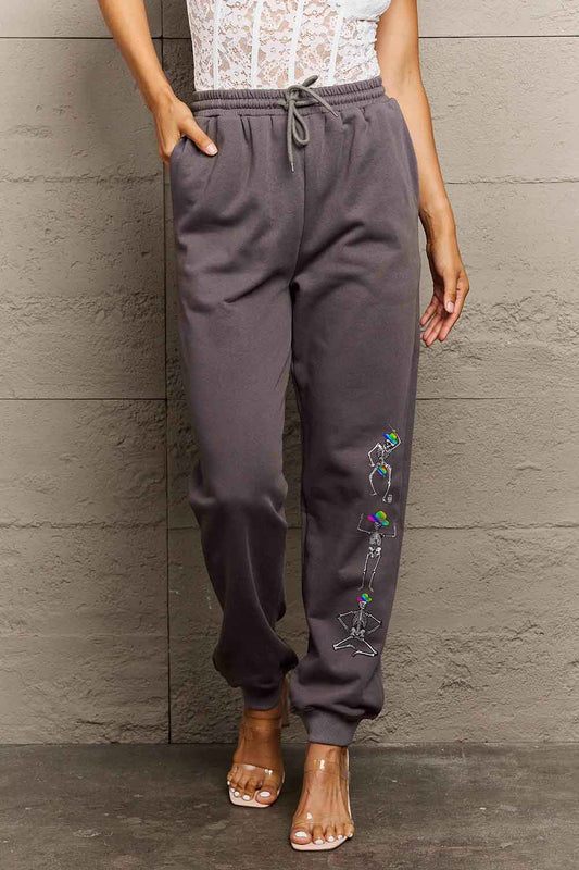 Simply Love Full Size SKELETON Graphic Sweatpants 