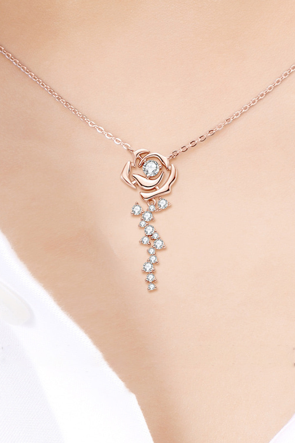 925 Sterling Silver 18K Rose Gold-Plated Pendant Necklace 